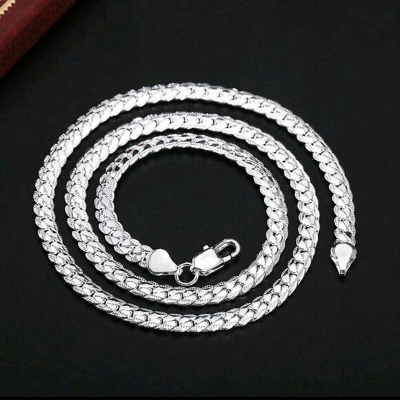 NEW 2pcs Set - 16" 925 STERLING SILVER FLAT SNAKE CHAIN NECKLACE & 8" BRACELET - Picture 5 of 14